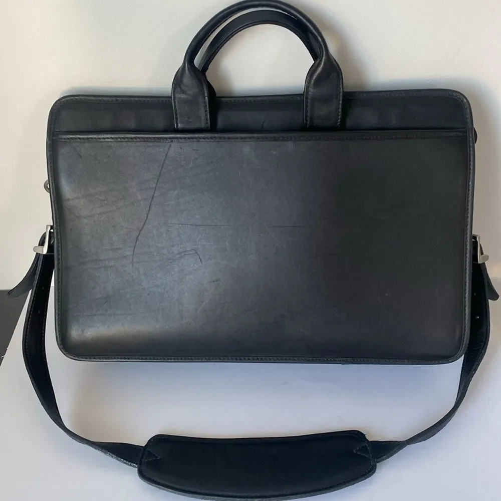 Jack Georges BELTING SLIM LEATHER BRIEFCASE in Black Like New